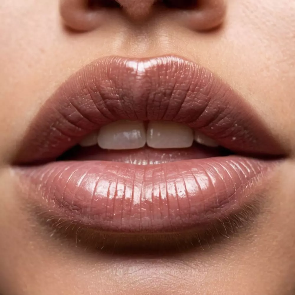 Nahaufnahme von trockenen, rissigen Lippen im Kontrast zu einem gesunden Lippen, wobei die Unterschiede in der Textur in einer klaren und detaillierten Ansicht hervorgehoben werden. Fotografie mit einem Makro-Objektiv und detaillierter Fokussierung unter natürlichem Licht.