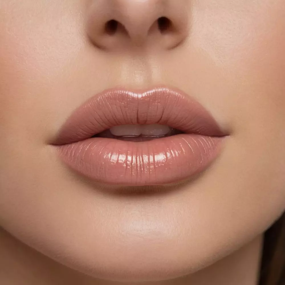 Vorher-nachher-Vergleichsbilder von Lippen, die eine subtile und natürliche Verbesserung durch Lippenfüller zeigen, auf einem neutralen Hintergrund, um die effektiven Ergebnisse hervorzuheben. Fotografisch festgehalten in hoher Auflösung, um Details zu betonen.