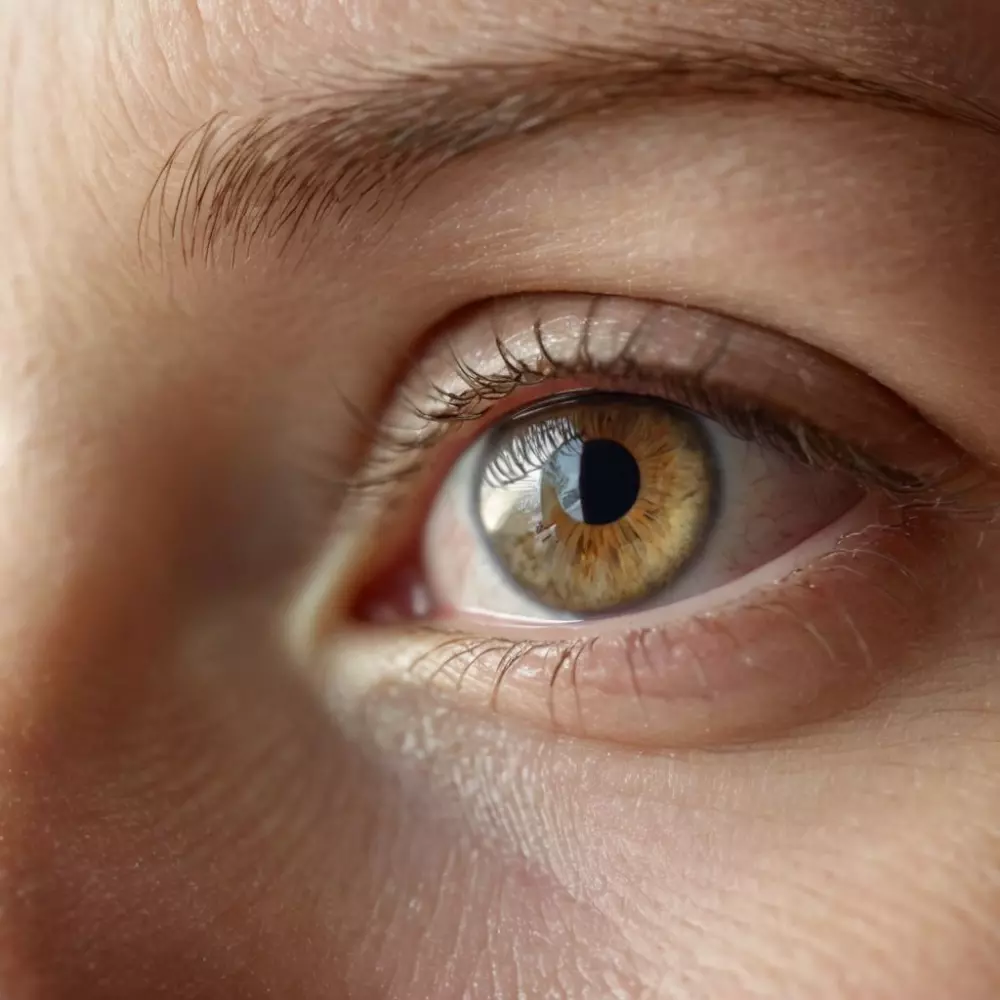 Close-up of diverse eye areas showing signs of aging or tiredness, in a bright, clear setting, portraying hope and candidature for treatment, captured in a photographic style with a macro lens in bright natural light.