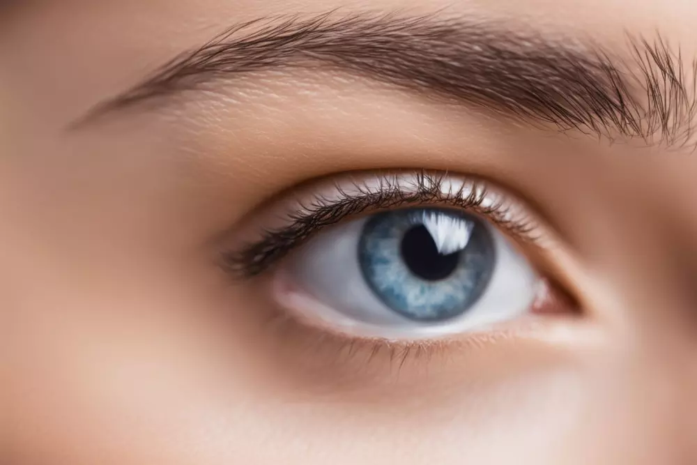 Youthful skin, close-up of a smooth and hydrated under-eye area, clinical background, feeling of rejuvenation, Photographic, high-resolution with a macro lens.