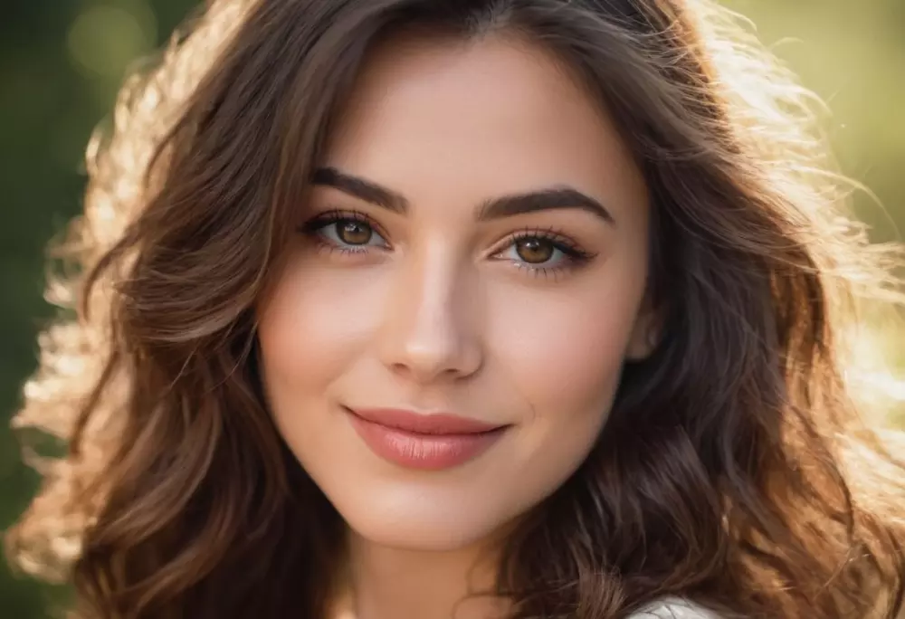 Gentle smile with naturally enhanced lips, showcasing subtle volume and beauty, in daylight, photographic style with natural light.