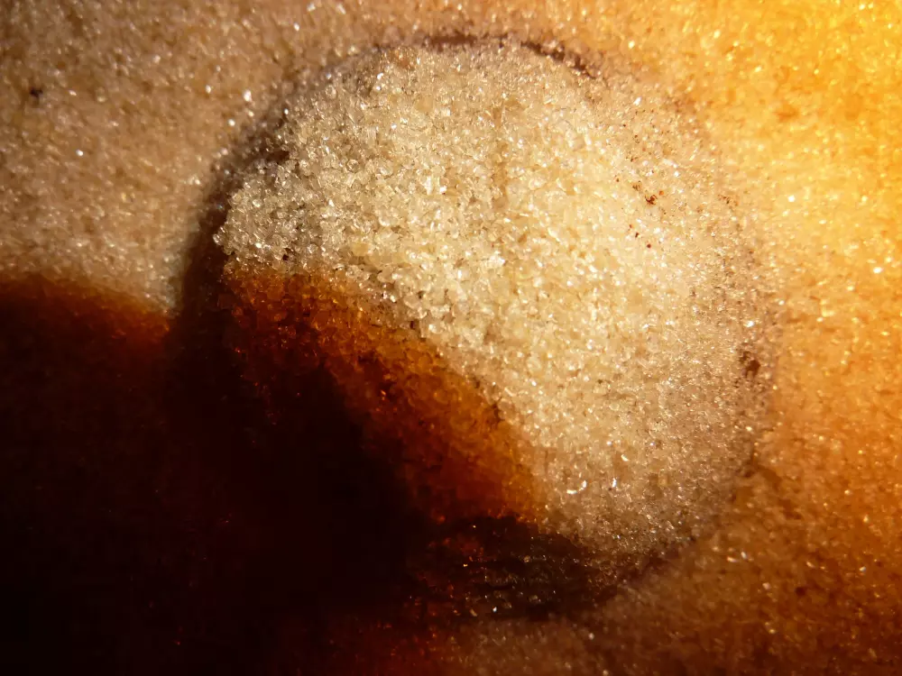 Eine Nahaufnahme von einem Stück Essen