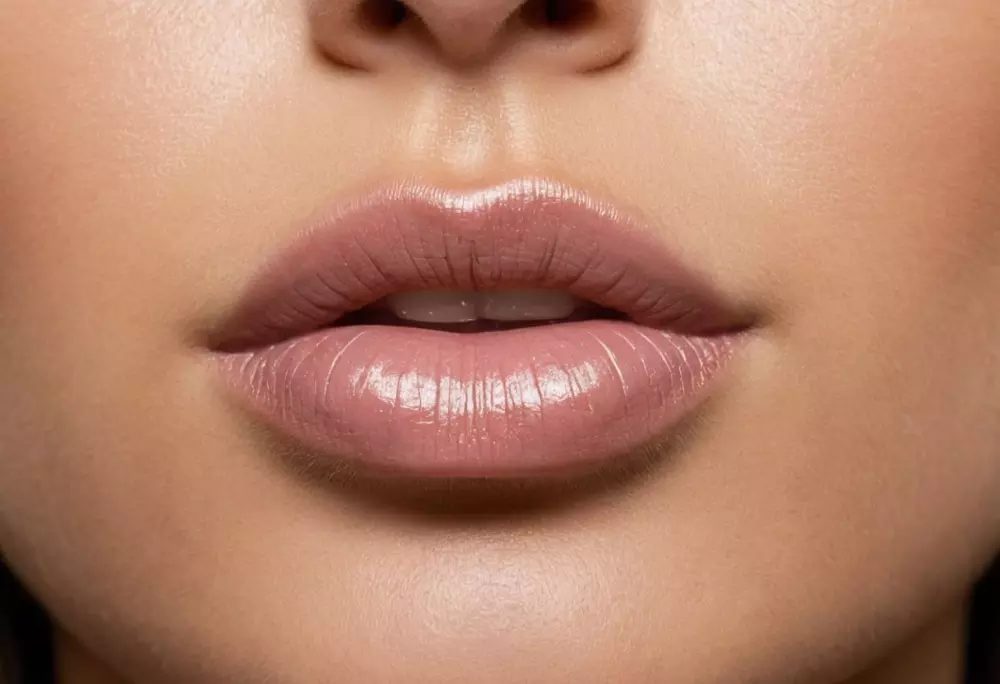 Nahaufnahme von den Lippen einer Frau vor und nach einer Lippenvergrößerung mit Fetttransfer, in einem klinischen Umfeld mit weichem Licht, fotografischer Stil mit einem detaillierten Fokus auf den Lippenbereich, unter Verwendung eines Makroobjektivs und natürlichen Lichts, um die Ergebnisse hervorzuheben.